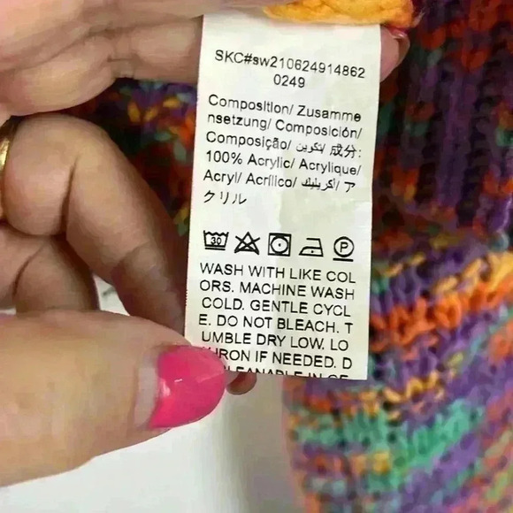 SHEIN Multi Color Crop  Cardigan Long Sleeves Loose Knit/Crochet Size USA 4 - Picture 5 of 9